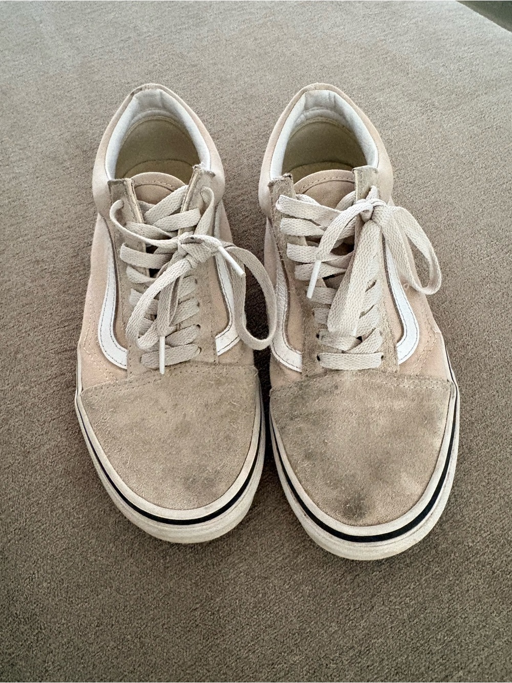 Vans Beige Suede Old Skool Sneakers with White Sidestripe